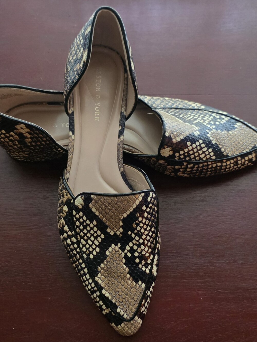 Preston & York Shannon Snake Print d'Orsay Flats 9.5M EUC